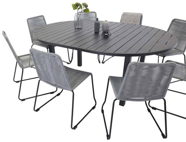 Gartenset Marbella 9-teilig Grau - Metall - 140 x 76 x 140 cm