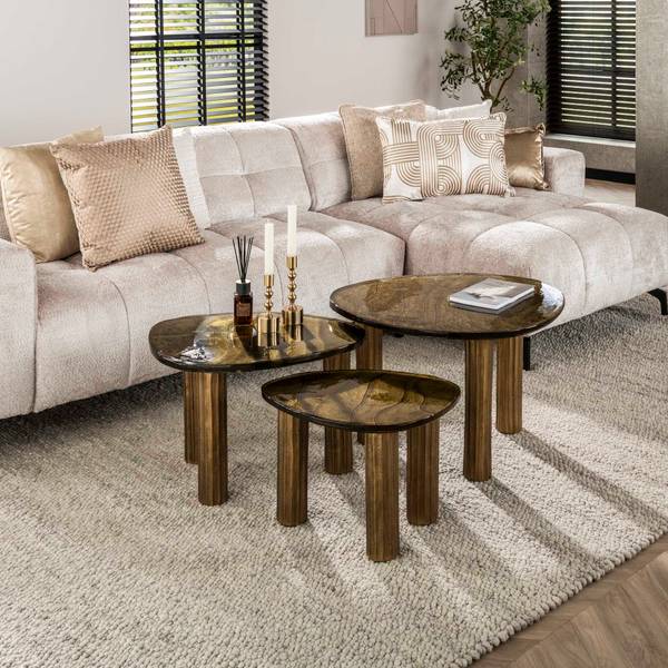 Couchtisch ECLIPSE Gold - Glas - 62 x 40 x 45 cm