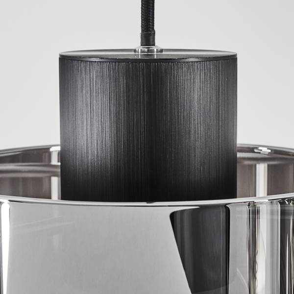 Pendelleuchte Riccione Schwarz - Grau - Aluminium - Klarglas - 6 x 5 x 85 cm