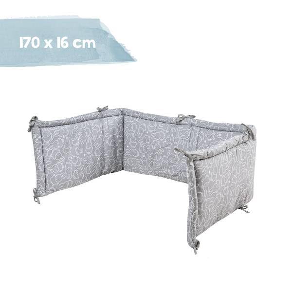 Babybett Nestchen miffy® Grau - Baumwollstoff - 170 x 28 x 3 cm