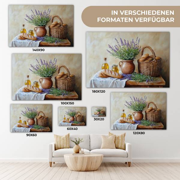 LEINWANDBILD Lavendel Violett - Baumwollstoff - 90 x 60 x 2 cm