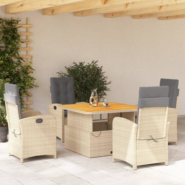 Garten-Essgruppe 3037781-1 (5-teilig) Beige - Polyester - Akazie - Stahl - 110 x 71 x 110 cm