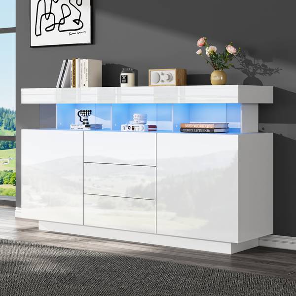 Sideboard Rezer Weiß - Holzwerkstoff - 140 x 80 x 35 cm