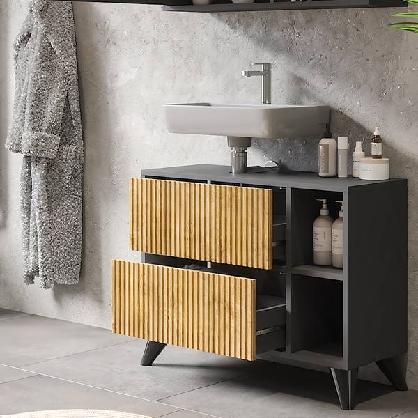 Meuble Sous-vasque Vicco Fynn - 80 Cm - Anthracite/blanc - Moderne - Neuf