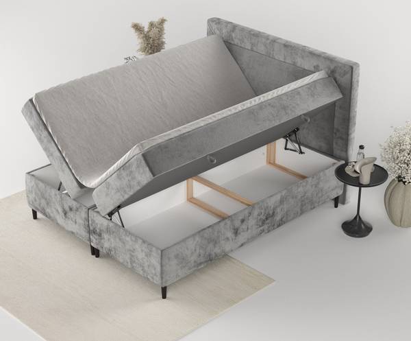 Boxspringbett Noble Bonellfederkern Grau - Liegefläche Breite: 180 cm