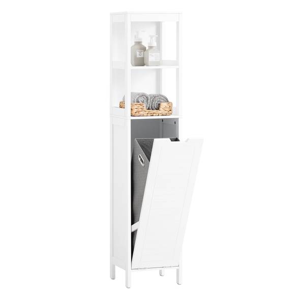 Hoge kast BZR123-W wit - plaatmateriaal op houtbasis - 30 x 145 x 30 cm
