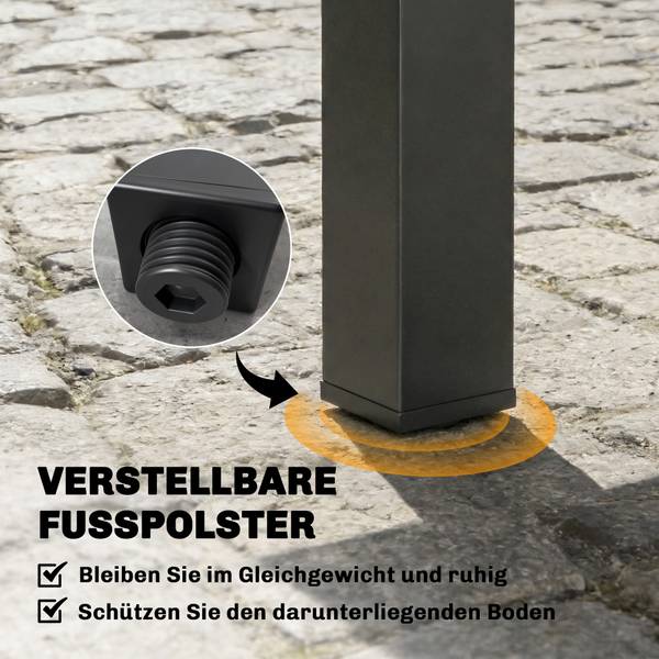 Ausziehbarer Gartentisch 84G-997V00BK Schwarz - Aluminium - 80 x 75 x 160 cm