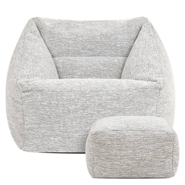 Sitzsack Natalia mit Hocker 2er Set Beige - Webstoff - 70 x 65 x 70 cm