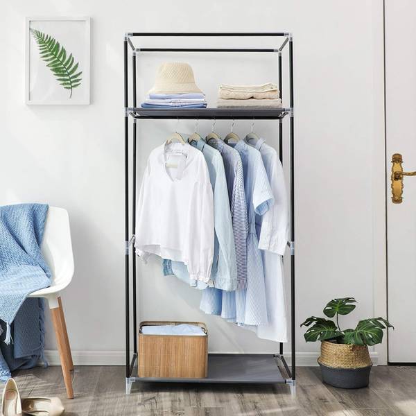 Stoff-Kleiderschrank 101609 Grau - Stahl - 80 x 26 x 7 cm