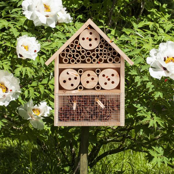 Naturfarbener Insektenhotel Bausatz Braun - Silber - Stahl - 25 x 33 x 7 cm