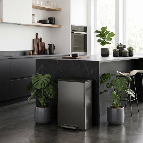 Mülleimer 851-068V00BK Schwarz - Metall - 35 x 68 x 43 cm