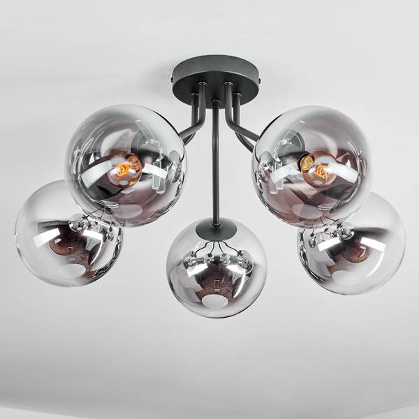 Deckenleuchte Fossobiubo Grau - Silber - Aluminium - Klarglas - 32 x 29 x 105 cm