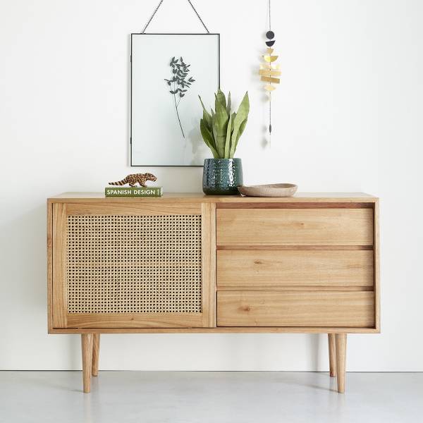 Kommode Beige - Massivholz - 135 x 80 x 45 cm