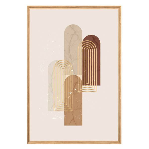 Tableau mural encadré filet or Beige - Acacia - 95 x 65 x 3 cm