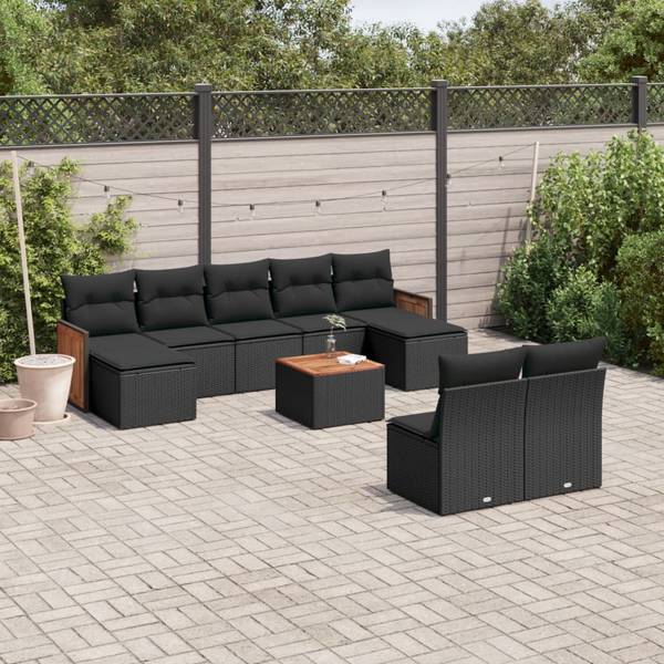 Garten-Lounge-Set 3035026-2 10-teilig Schwarz