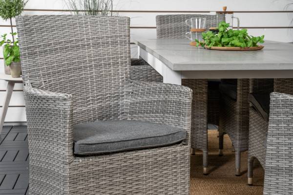 Gartenstuhl Malin 2er Set Grau - Rattan - 58 x 92 x 65 cm