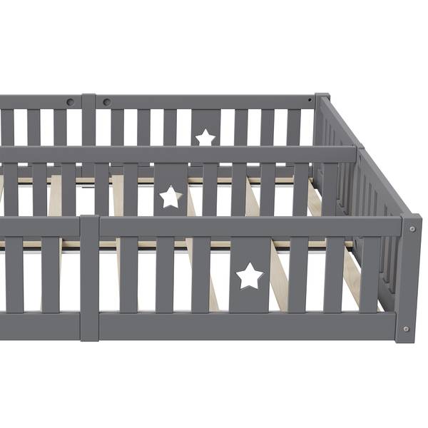 Bettrahmen HF089 Grau - Massivholz - 188 x 40 x 206 cm
