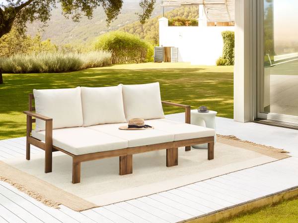 Tuinsofa ISOLELLO 7-delig beige - bruin - massief hout - 190 x 90 x 69 cm