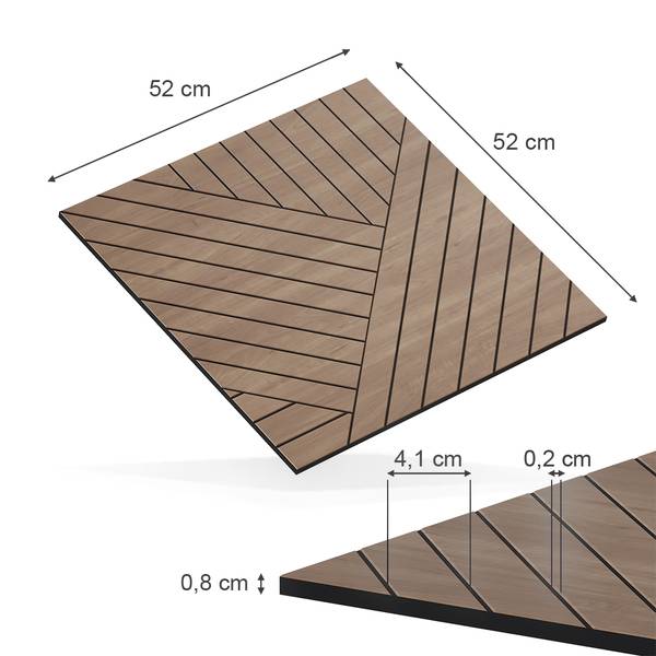 Wandpaneel  57949 bruin - plaatmateriaal op houtbasis - 52 x 52 x 1 cm