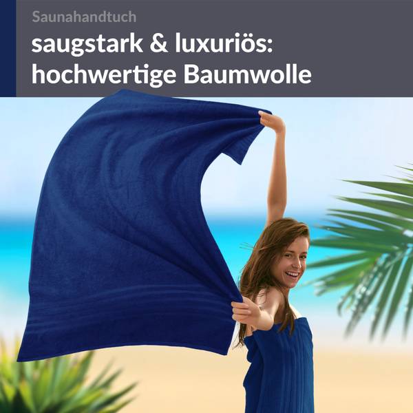 Saunahandtuch London 2er-Set Blau - Frottee - 80 x 1 x 200 cm