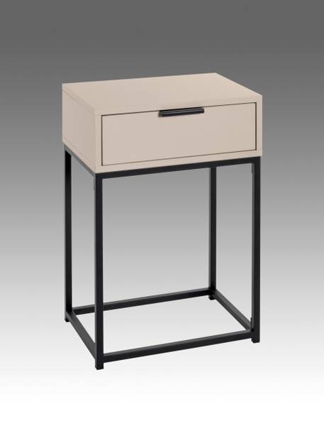 Nachtkästchen ILVA Beige - Schwarz - Holzwerkstoff - Metall - 40 x 60 x 28 cm
