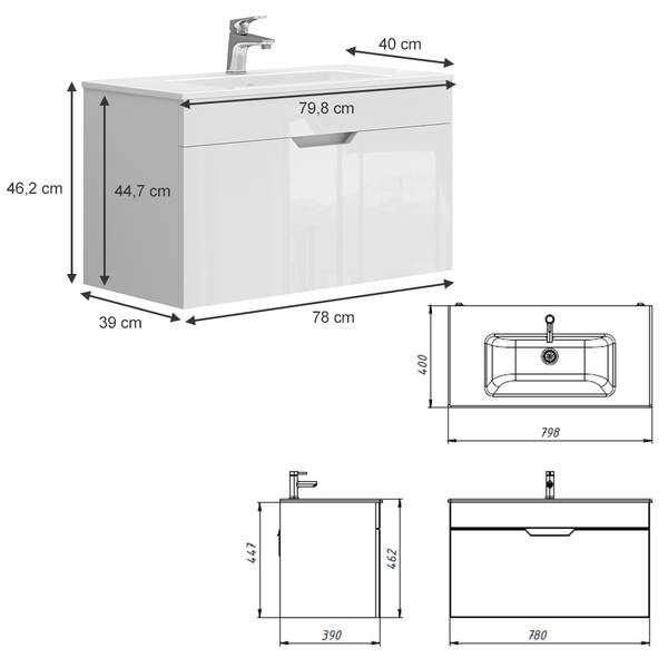Meubles bain Stefanie 40056 Largeur : 80 cm