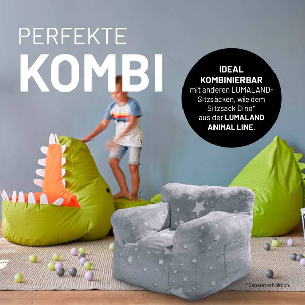 Kindersitzsack "Glow in the dark" Grau