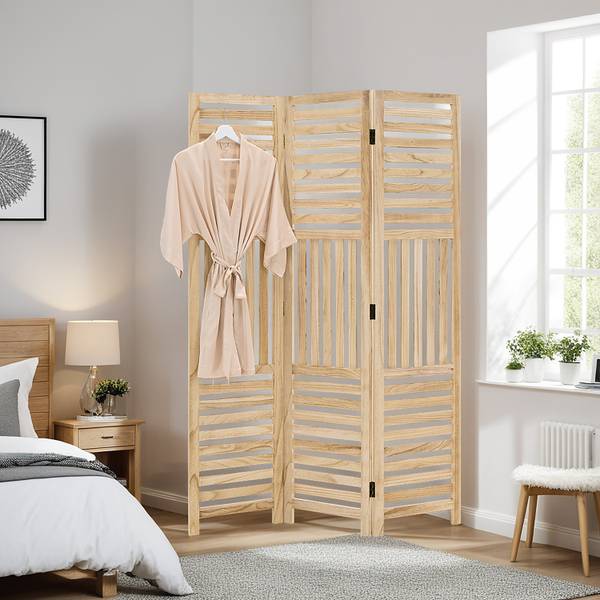 Paravent 2903 3-teilig Braun - Holz teilmassiv - 120 x 170 x 2 cm