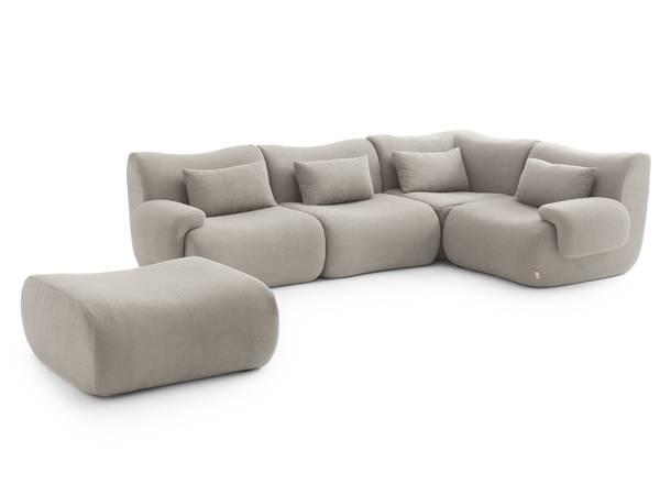Ecksofa sofaTIME mit Ottomane Beige