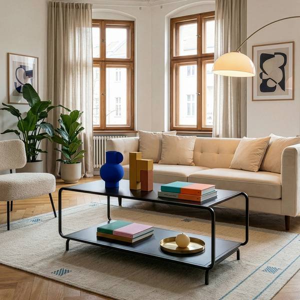 Couchtisch Færder Schwarz - Stahl - 50 x 45 x 115 cm