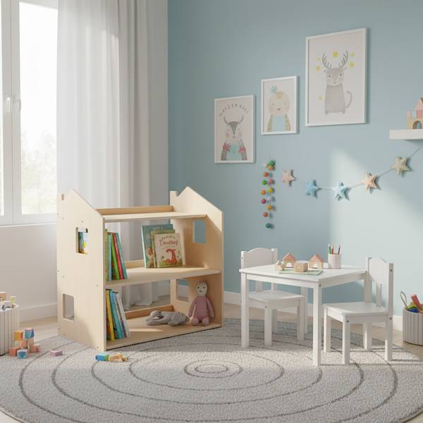 Kinderregal Hausform Braun - Weiß - Holzwerkstoff - 61 x 59 x 39 cm