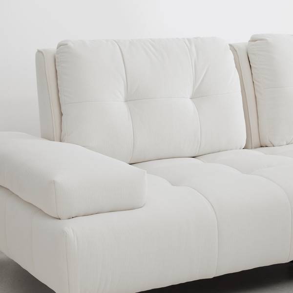 Ecksofa ESTELLA Weiß - Textil - Holz teilmassiv - 1 x 1 x 1 cm