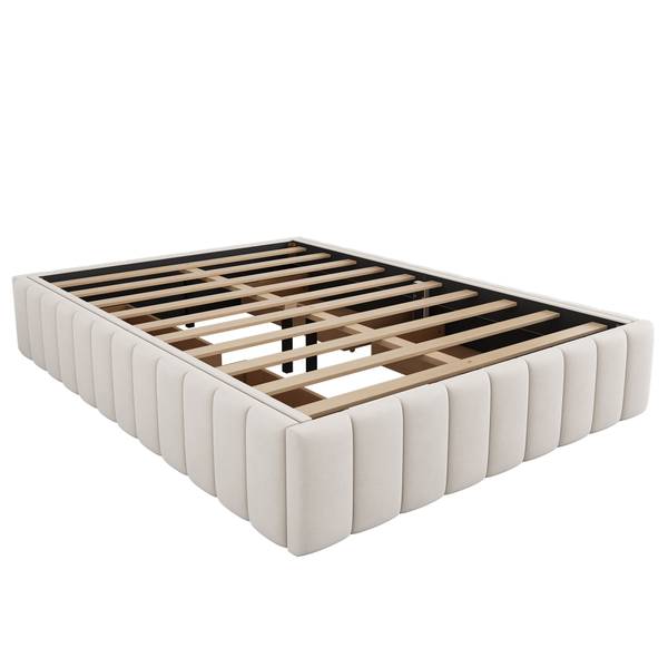 Futonbett Emil mit Schubladen Beige - Samt - 149 x 35 x 218 cm