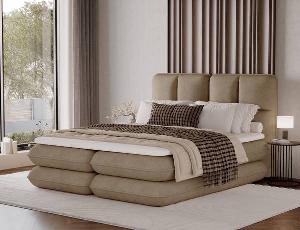 Box spring lit Stefan Marron café