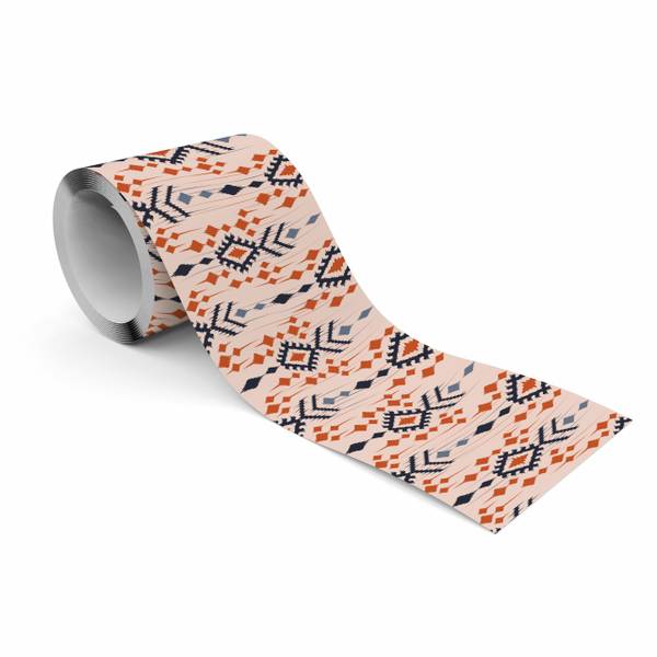 Tapetenbordüre ethnische Muster Beige - Blau - Grau - Orange - Fleece - 10 x 300 x 300 cm