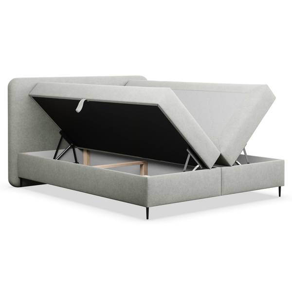 Boxspringbett CARBALLA Grau - Chenille - 202 x 104 x 209 cm
