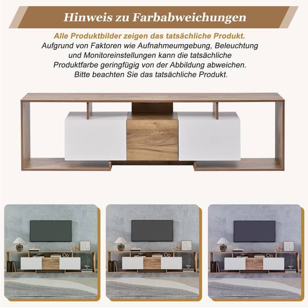 TV-Schrank Eos Ⅶ Braun - Weiß - Holzwerkstoff - 30 x 49 x 180 cm