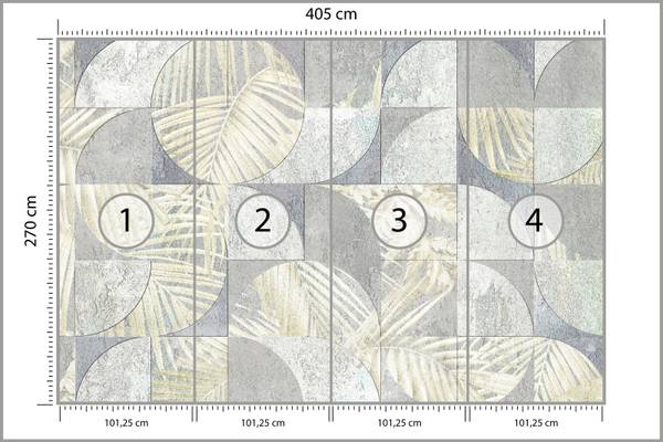 Vlies-Fotobehang BETON Bladeren Natuur lichtgrijs - 405 x 270 x 270 cm