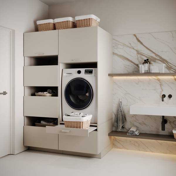 Waschmaschinenschrank HOLV Grau - Holzwerkstoff - 68 x 200 x 66 cm