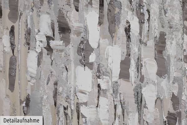 Tableau peint à la main Voile Texture Gris - Coton - 80 x 80 x 4 cm