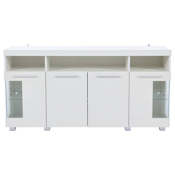 Sideboard Endymion Ⅰ Weiß - Holzwerkstoff - Glas - 140 x 70 x 40 cm