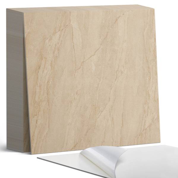 Vinylfliese MarmorImit 20er-Set Beige - Vinyl - 20 x 20 x 1 cm
