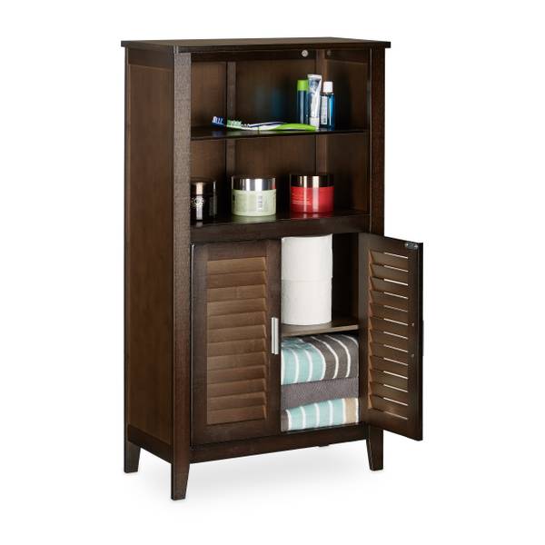 Badezimmerschrank dunkelbraun LAMELL Braun - Silber - Holzverbundwerkstoff - 26 x 92 x 50 cm