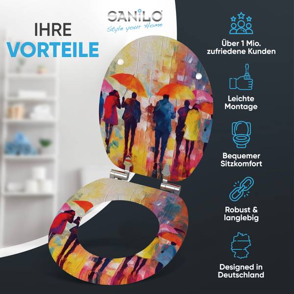 Abattant WC frein de chute Umbrella Bois manufacturé - 38 x 6 x 47 cm