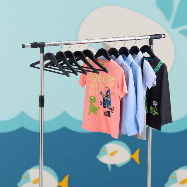 Set van 20 houten kinderkledinghangers zwart - zilver