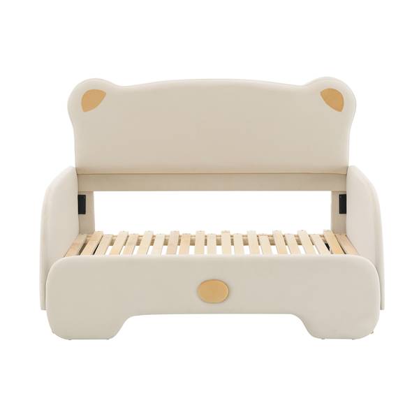 Tagesbett VELVZoo Ⅱ Beige - Holzwerkstoff - Massivholz - 149 x 107 x 204 cm