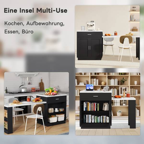 Kücheninsel BB3941 Schwarz - Holzwerkstoff - 55 x 90 x 211 cm