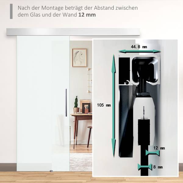 Schiebetor E7-0001 Glas - 1 x 205 x 90 cm