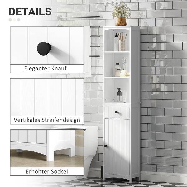 Hochschrank BB8069 Weiß - Massivholz - 24 x 170 x 34 cm