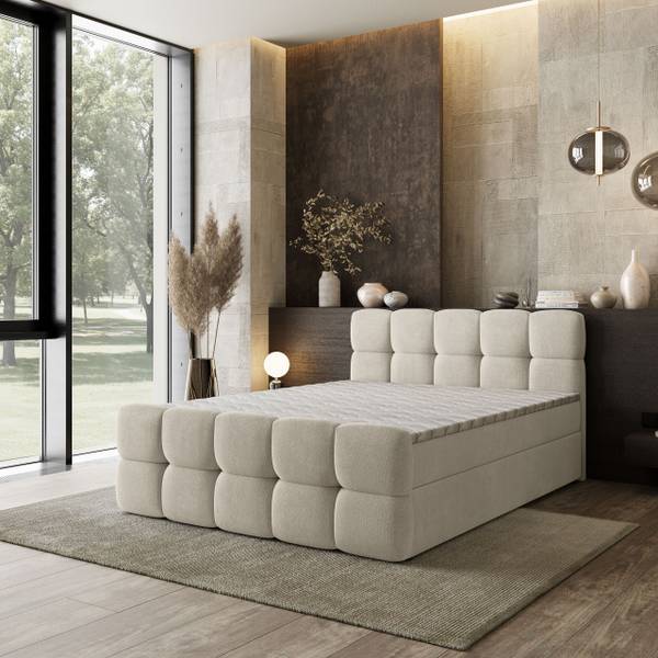 Boxspringbett BRUME SR Creme - Liegefläche Breite: 180 cm